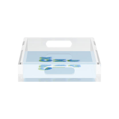 Mahjong Crack Bam Dot Blues Celery 12.5x7.75 Acrylic Tray - nicolettemayer.com 