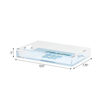 Mahjong Crack Bam Dot Blues Celery Set of 3 Acrylic Tray - nicolettemayer.com 