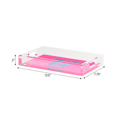 Mahjong Crack Bam Dot Hybiscus Powder  Set of 3 Acrylic Tray - nicolettemayer.com 
