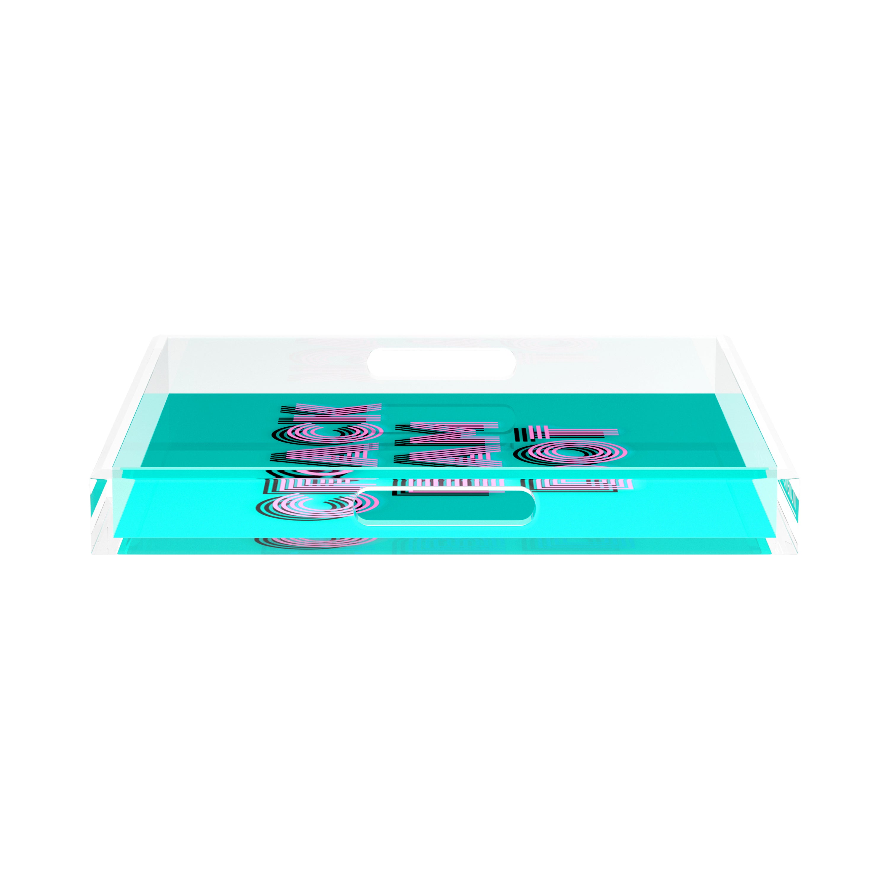Mahjong Crack Bam Dot Acqua Pink 15X15 Acrylic Tray - nicolettemayer.com 