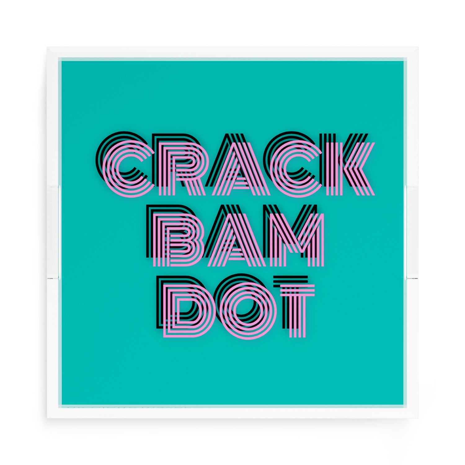 Mahjong Crack Bam Dot Acqua Pink 15X15 Acrylic Tray - nicolettemayer.com 