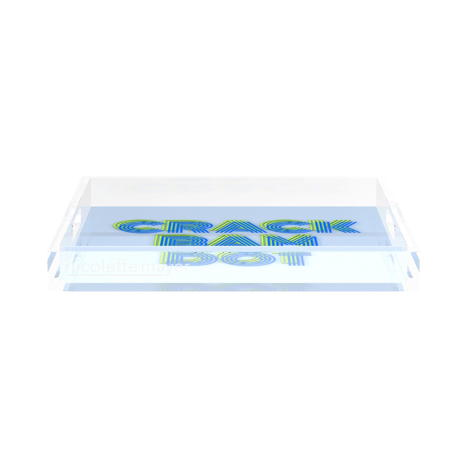 Mahjong Crack Bam Dot Blues Celery 15X15 Acrylic Tray - nicolettemayer.com 