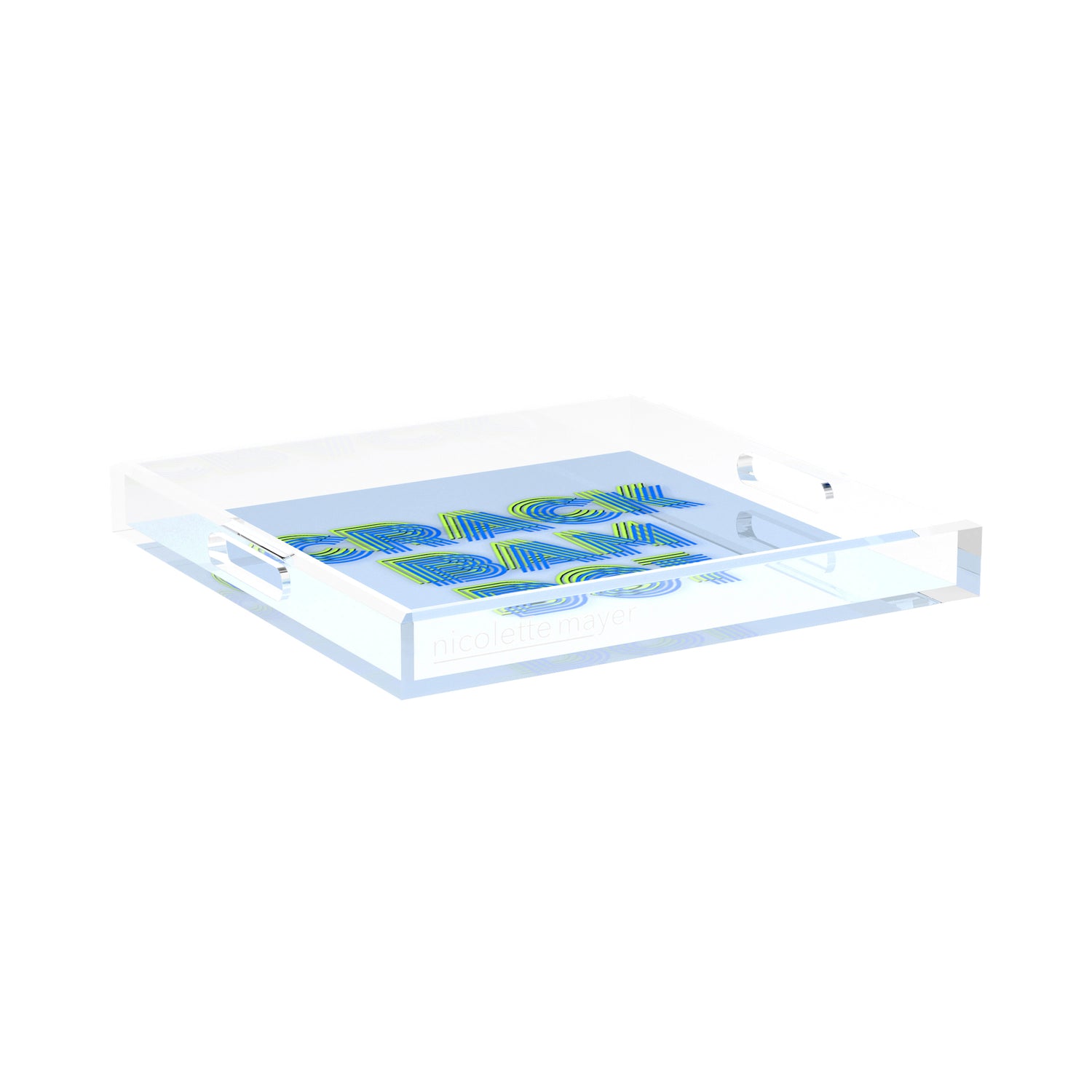 Mahjong Crack Bam Dot Blues Celery 15X15 Acrylic Tray - nicolettemayer.com 