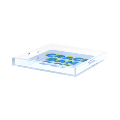 Mahjong Crack Bam Dot Blues Celery 15X15 Acrylic Tray - nicolettemayer.com 
