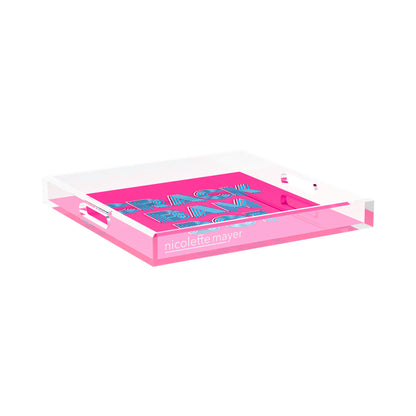 Mahjong Crack Bam Dot Hybiscus Powder 15X15 Acrylic Tray - nicolettemayer.com 