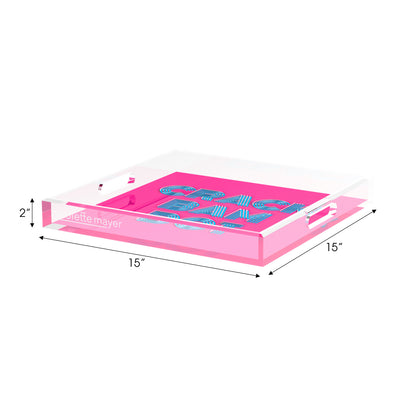 Mahjong Crack Bam Dot Hybiscus Powder 15X15 Acrylic Tray - nicolettemayer.com 