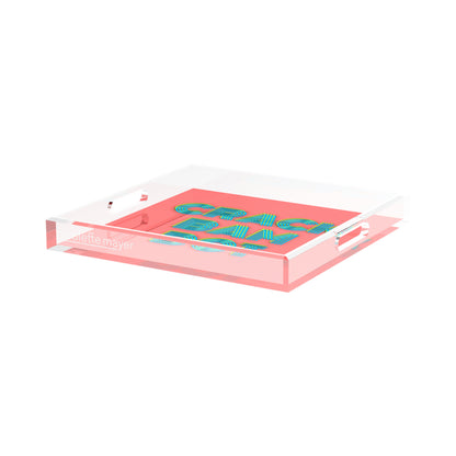 Mahjong Crack Bam Dot Petal Tendril 15X15 Acrylic Tray - nicolettemayer.com 