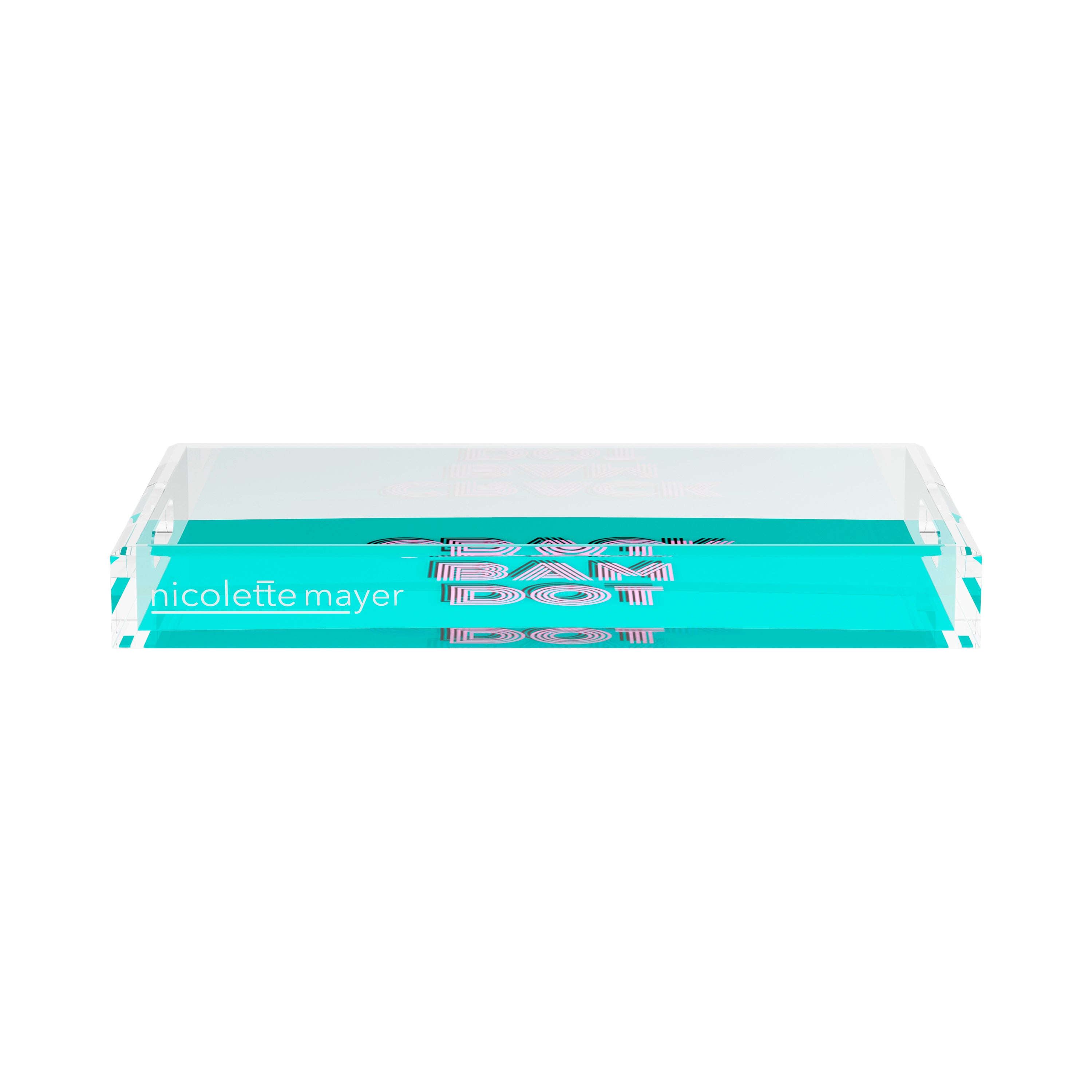 Mahjong Crack Bam Dot Aqua Pink 17X10.5 Acrylic Tray - nicolettemayer.com 