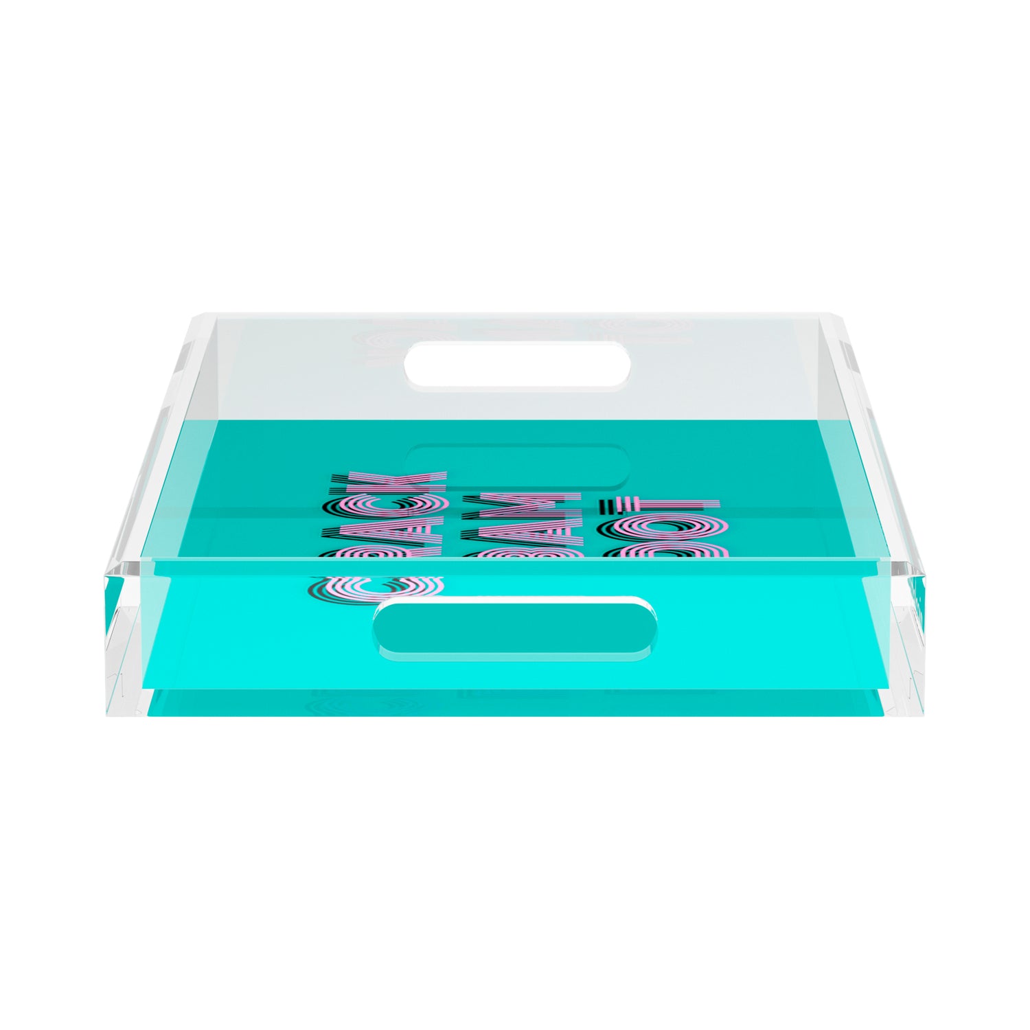 Mahjong Crack Bam Dot Aqua Pink 17X10.5 Acrylic Tray - nicolettemayer.com 