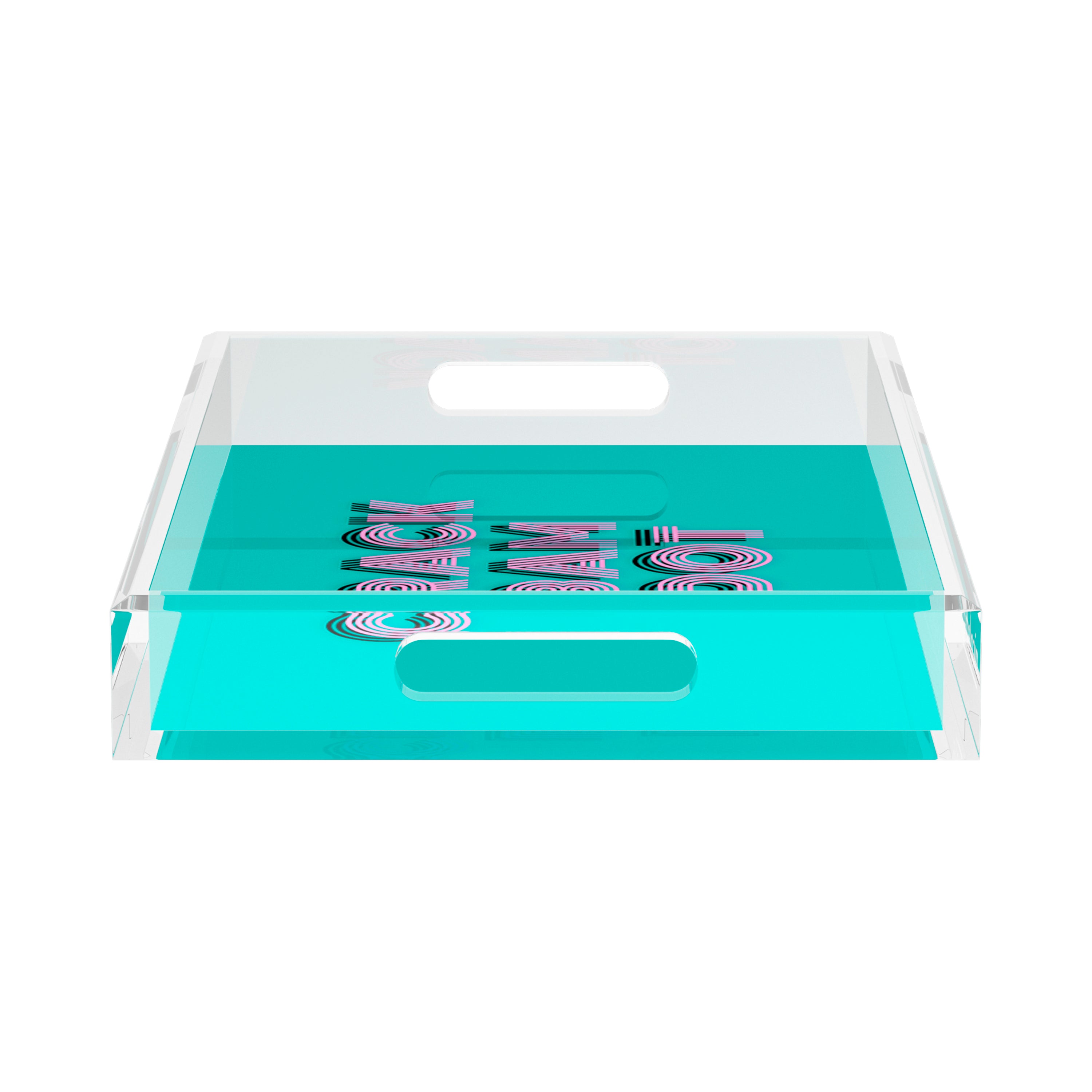 Mahjong Crack Bam Dot Aqua Pink 17X10.5 Acrylic Tray - nicolettemayer.com 