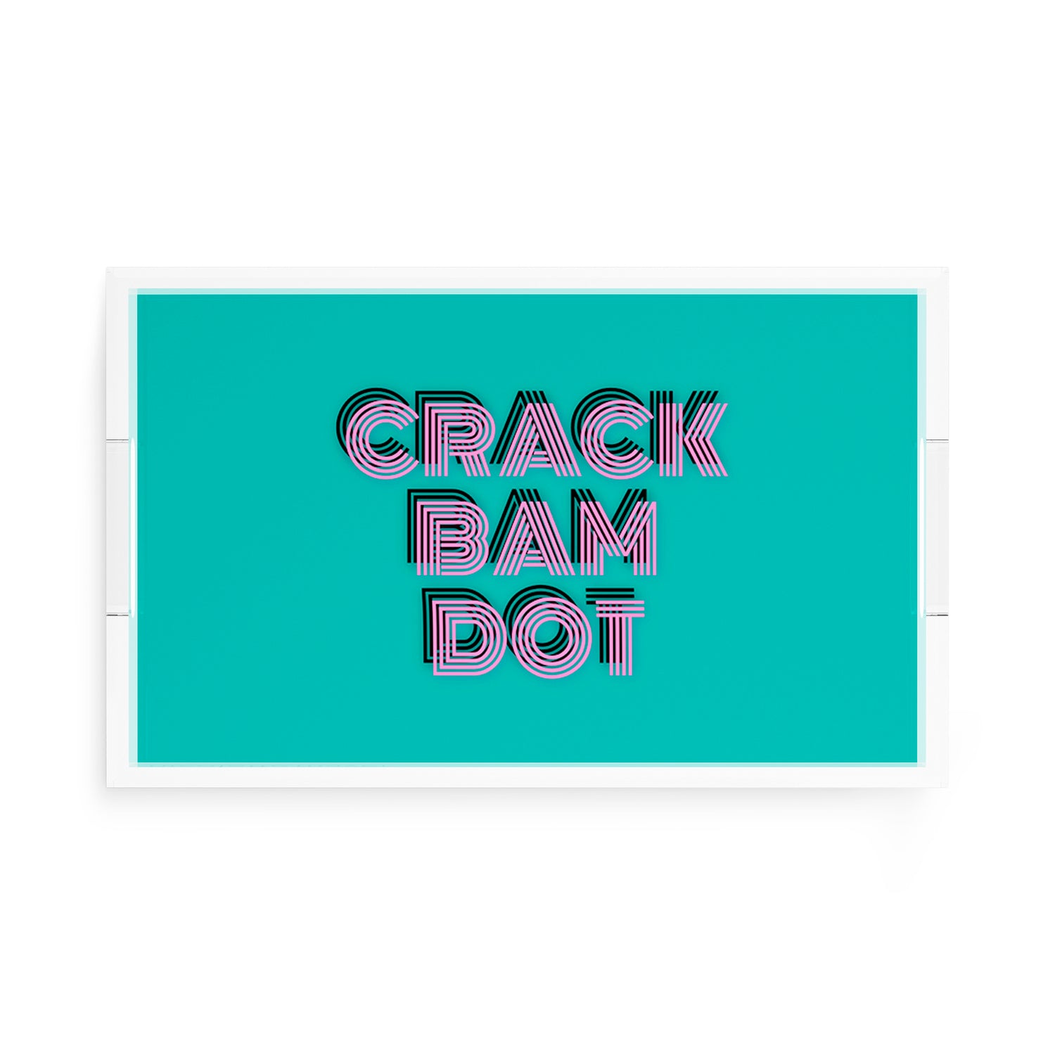 Mahjong Crack Bam Dot Aqua Pink 17X10.5 Acrylic Tray - nicolettemayer.com 