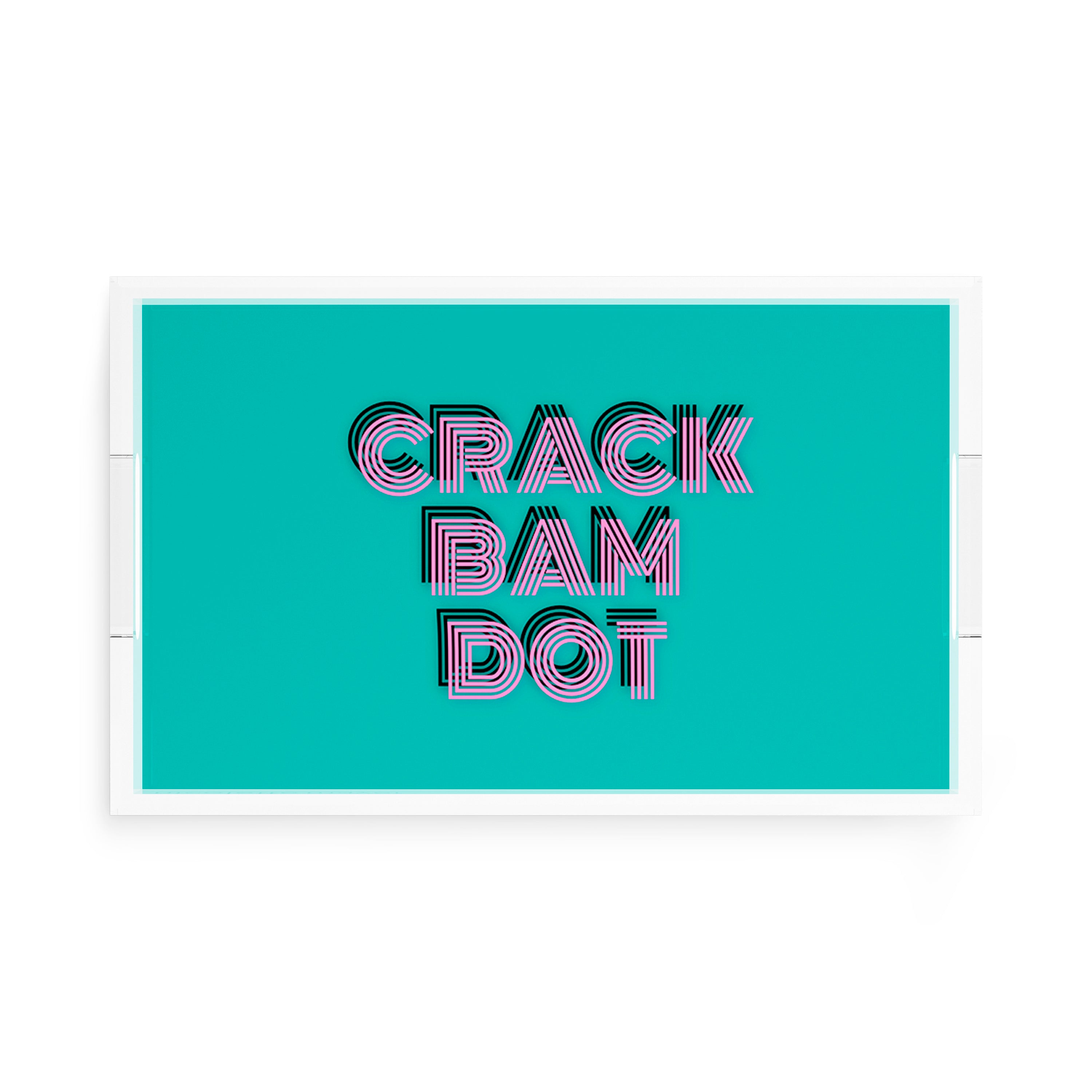 Mahjong Crack Bam Dot Aqua Pink 17X10.5 Acrylic Tray - nicolettemayer.com 