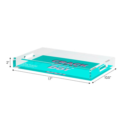 Mahjong Crack Bam Dot Aqua Pink Set of 3 Acrylic Tray - nicolettemayer.com 