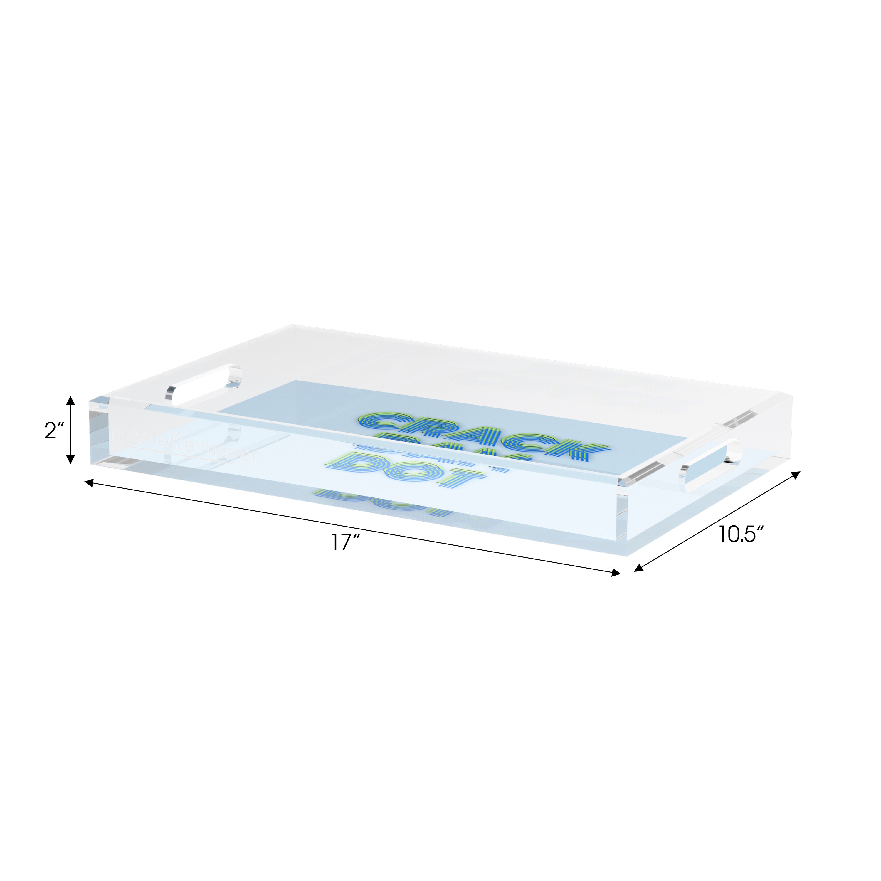 Mahjong Crack Bam Dot Blues Celery Set of 3 Acrylic Tray - nicolettemayer.com 