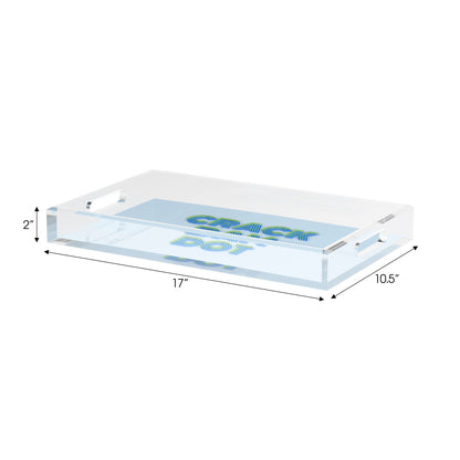 Mahjong Crack Bam Dot Blues Celery Set of 3 Acrylic Tray - nicolettemayer.com 
