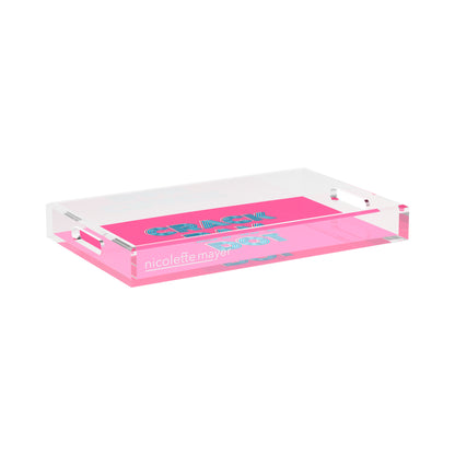 Mahjong Crack Bam Dot Hybiscus Powder  17X10.5 Acrylic Tray - nicolettemayer.com 