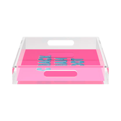 Mahjong Crack Bam Dot Hybiscus Powder  17X10.5 Acrylic Tray - nicolettemayer.com 