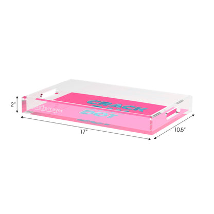 Mahjong Crack Bam Dot Hybiscus Powder  Set of 3 Acrylic Tray - nicolettemayer.com 