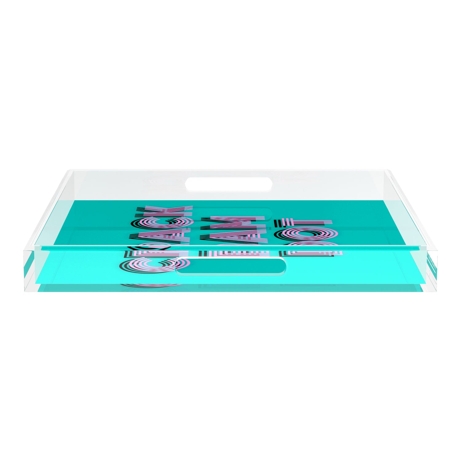 Mahjong Crack Bam Dot Acqua Pink 18X18 Acrylic Tray - nicolettemayer.com 