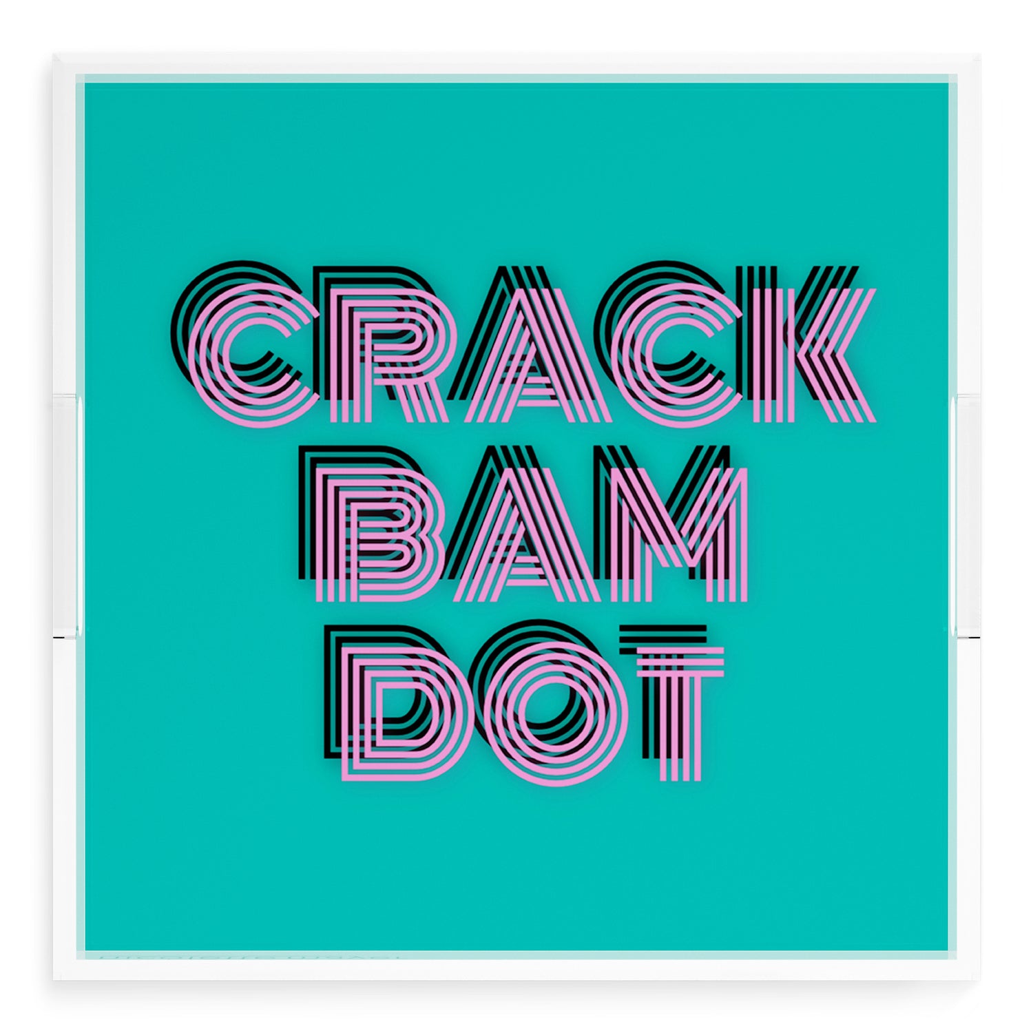 Mahjong Crack Bam Dot Acqua Pink 18X18 Acrylic Tray - nicolettemayer.com 