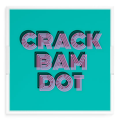 Mahjong Crack Bam Dot Acqua Pink 18X18 Acrylic Tray - nicolettemayer.com 