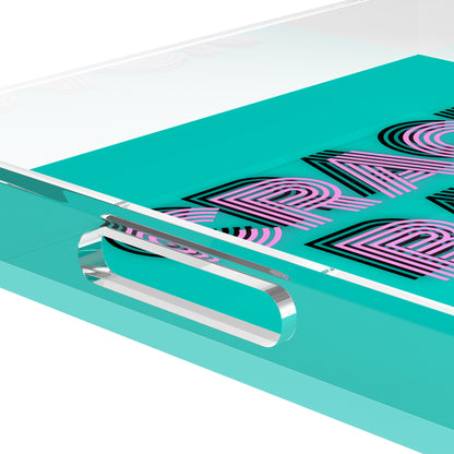 Mahjong Crack Bam Dot Acqua Pink 18X18 Acrylic Tray - nicolettemayer.com 