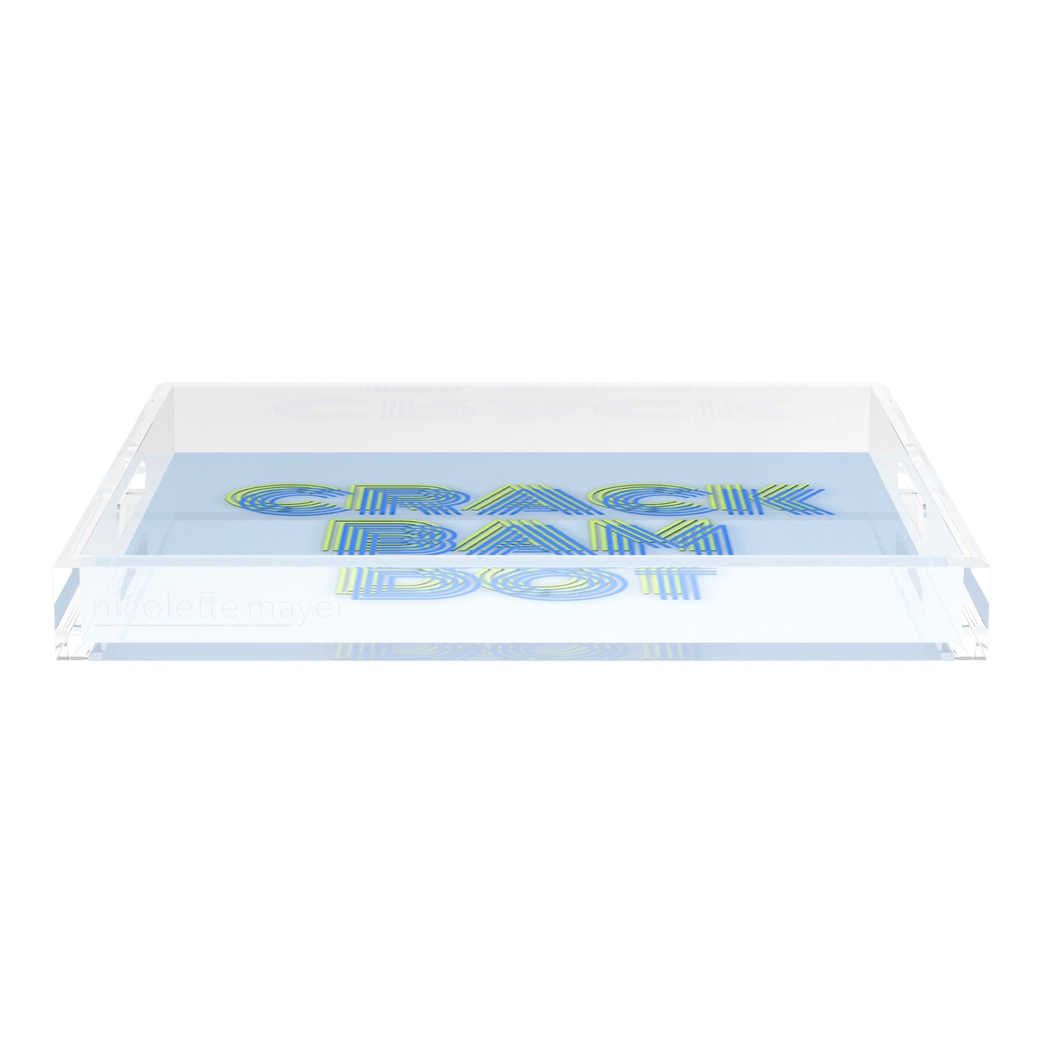 Mahjong Crack Bam Dot Blues Celery 18X18 Acrylic Tray - nicolettemayer.com 