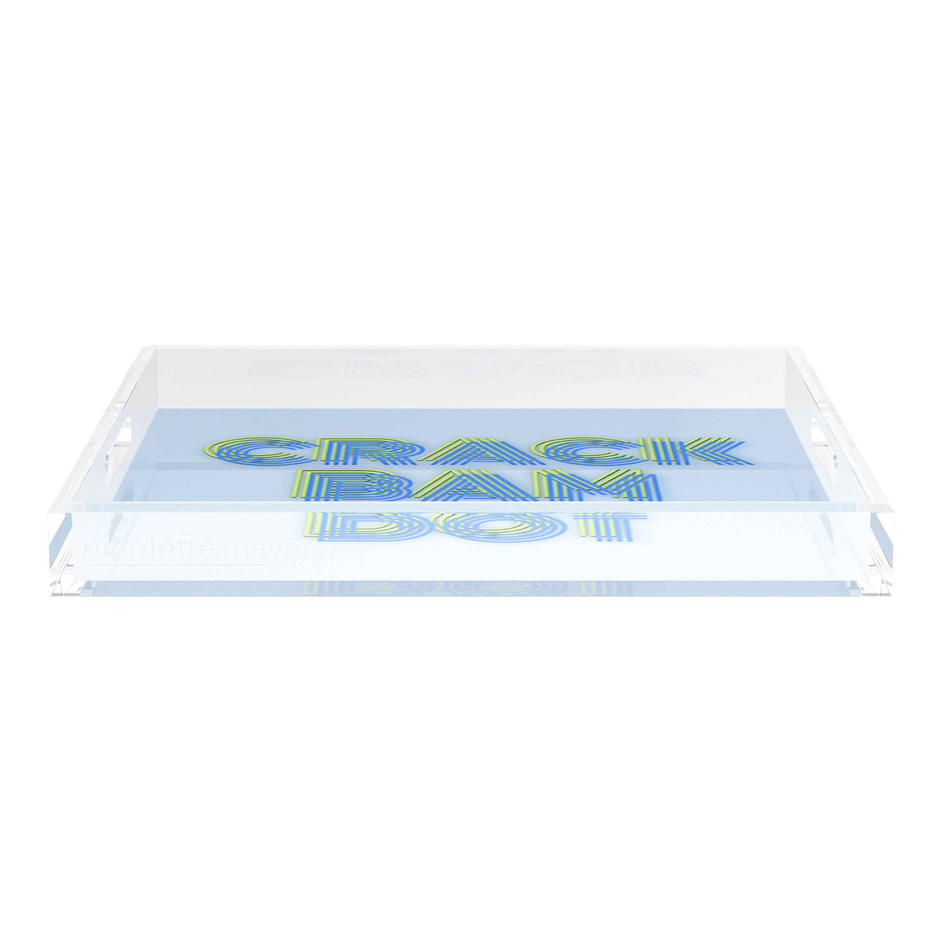 Mahjong Crack Bam Dot Blues Celery 18X18 Acrylic Tray - nicolettemayer.com 