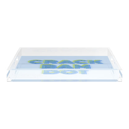 Mahjong Crack Bam Dot Blues Celery 18X18 Acrylic Tray - nicolettemayer.com 