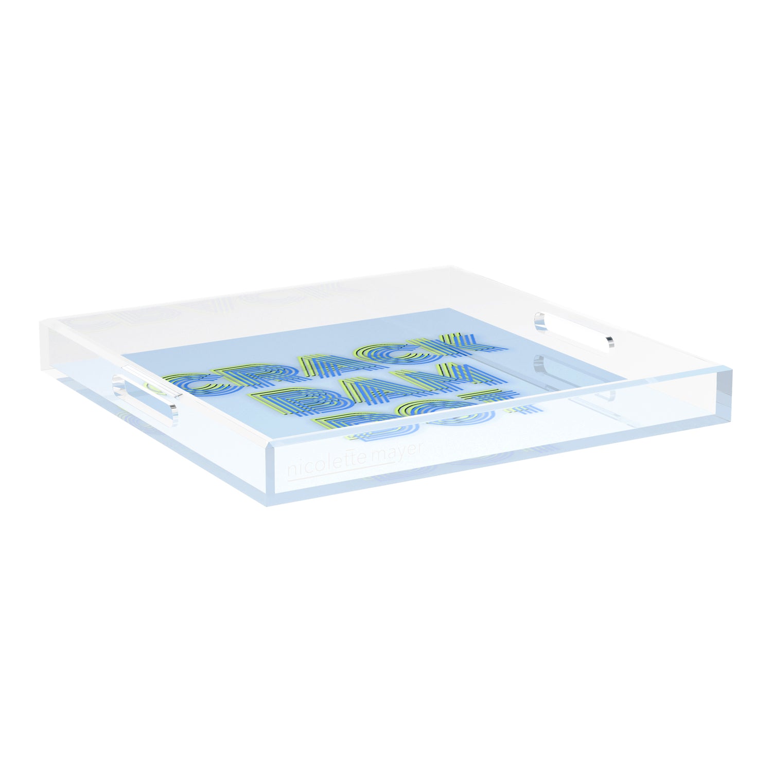 Mahjong Crack Bam Dot Blues Celery 18X18 Acrylic Tray - nicolettemayer.com 