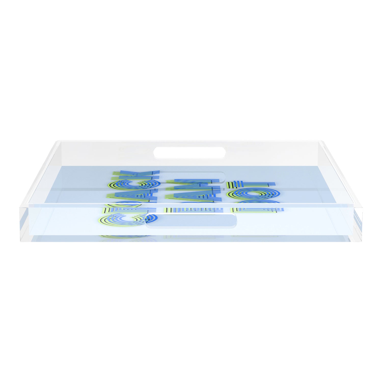 Mahjong Crack Bam Dot Blues Celery 18X18 Acrylic Tray - nicolettemayer.com 