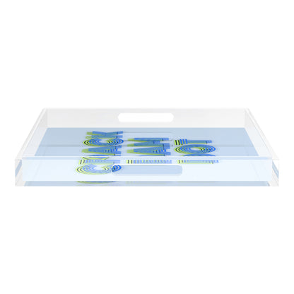 Mahjong Crack Bam Dot Blues Celery 18X18 Acrylic Tray - nicolettemayer.com 
