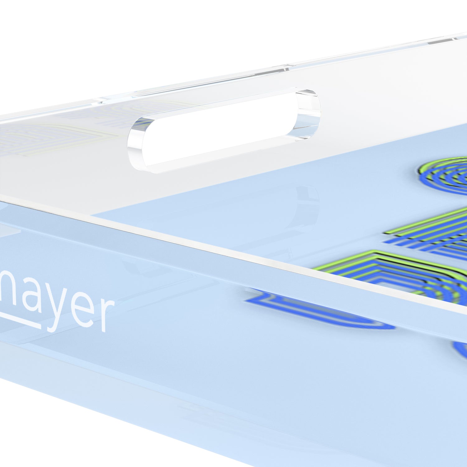 Mahjong Crack Bam Dot Blues Celery 18X18 Acrylic Tray - nicolettemayer.com 