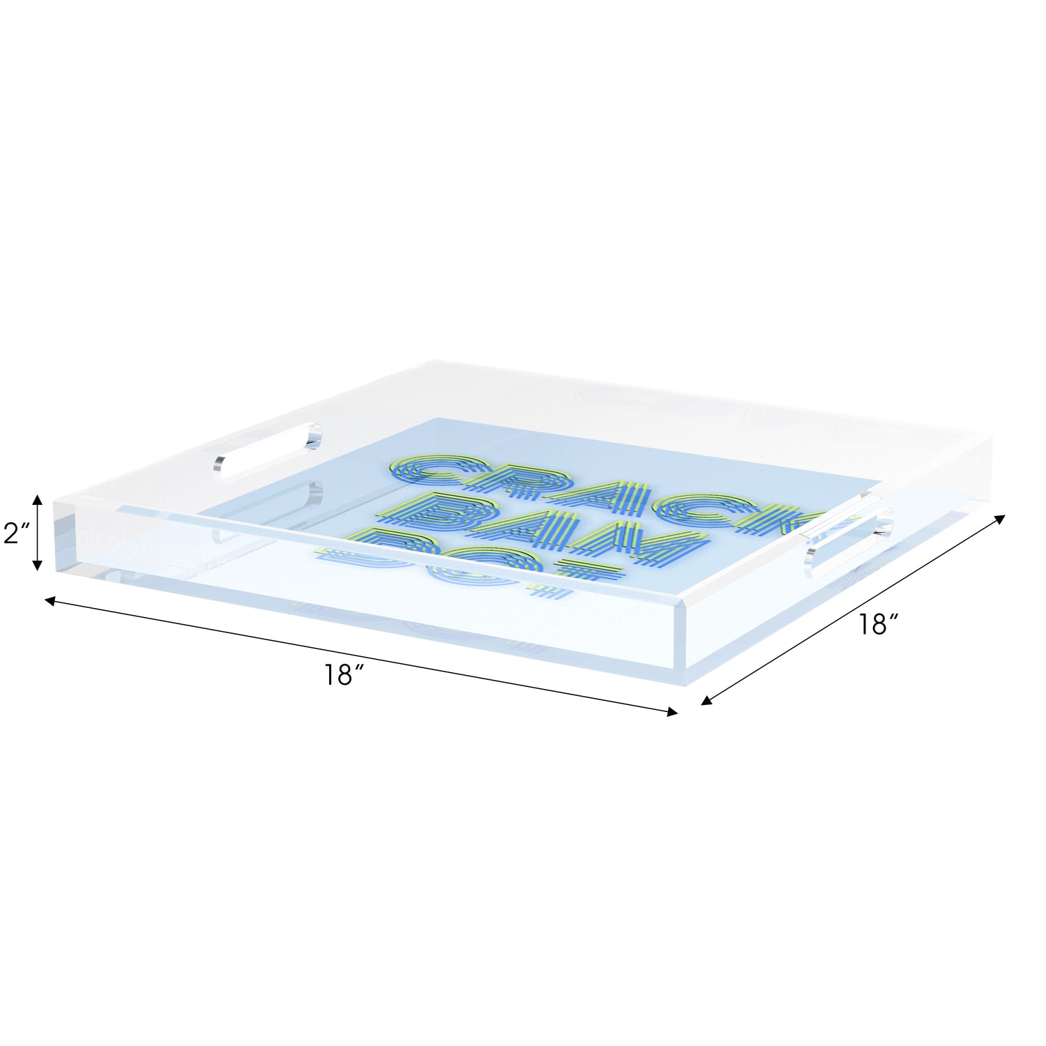 Mahjong Crack Bam Dot Blues Celery 18X18 Acrylic Tray - nicolettemayer.com 