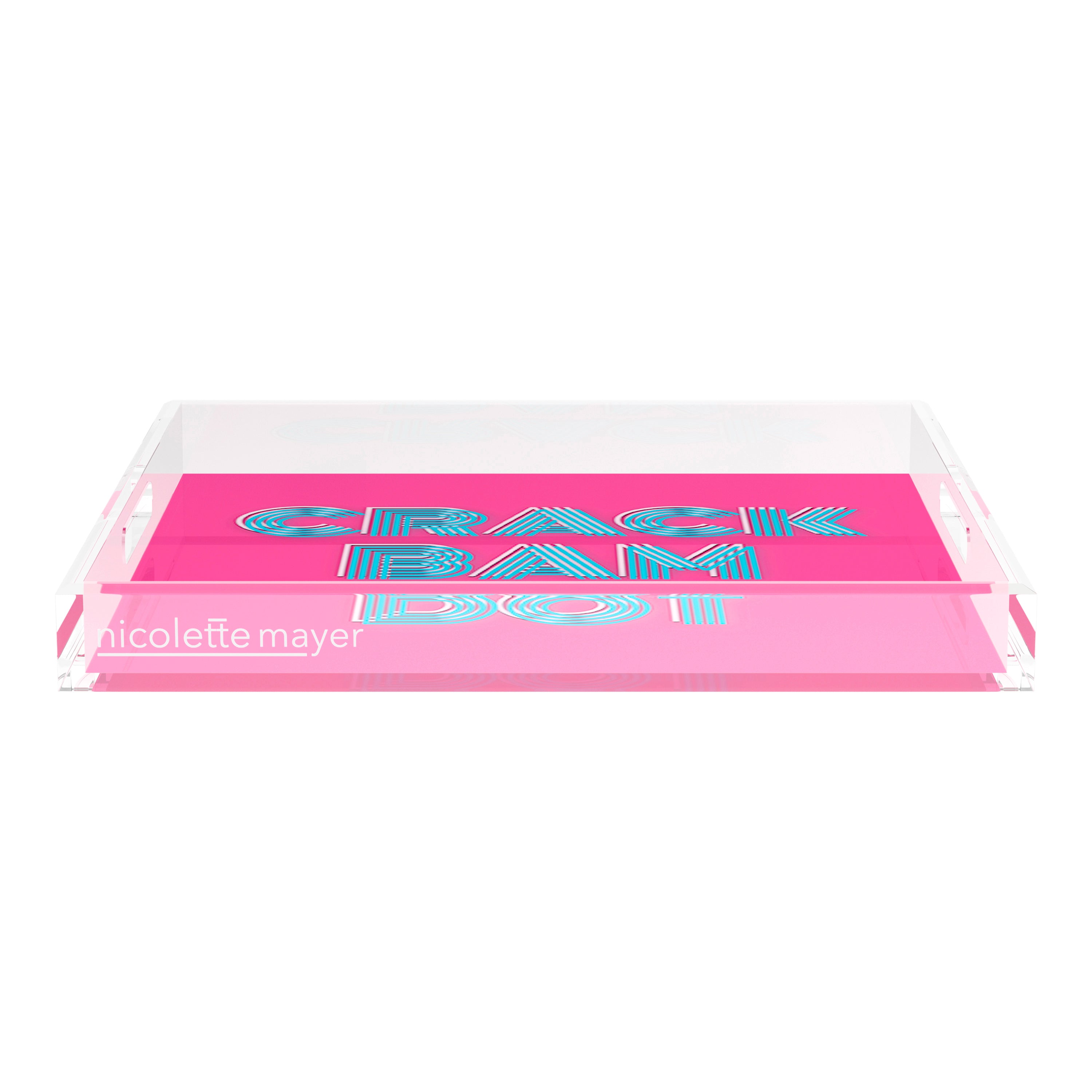 Mahjong Crack Bam Dot Hybiscus Powder 18X18 Acrylic Tray - nicolettemayer.com 
