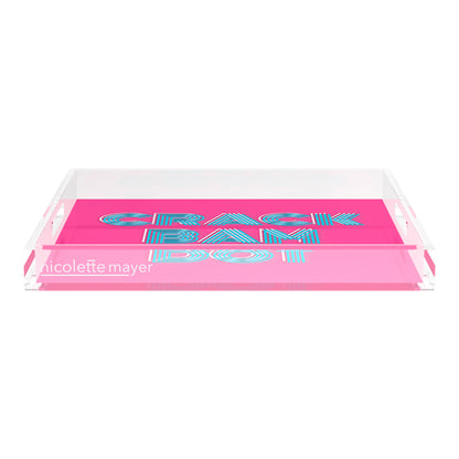 Mahjong Crack Bam Dot Hybiscus Powder 18X18 Acrylic Tray - nicolettemayer.com 