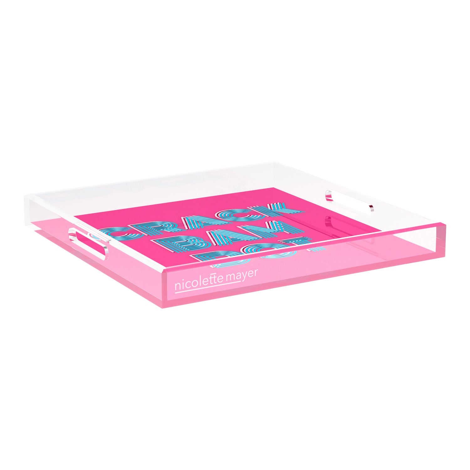 Mahjong Crack Bam Dot Hybiscus Powder 18X18 Acrylic Tray - nicolettemayer.com 