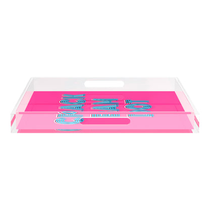 Mahjong Crack Bam Dot Hybiscus Powder 18X18 Acrylic Tray - nicolettemayer.com 