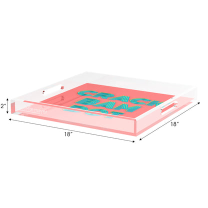 Mahjong Crack Bam Dot Petal Tendril 18X18 Acrylic Tray - nicolettemayer.com 