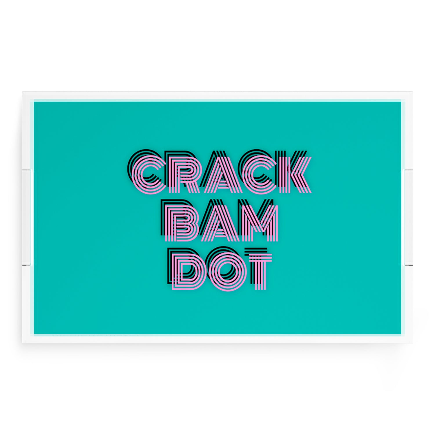 Mahjong Crack Bam Dot Aqua Pink 22.5x14.5 Acrylic Tray - nicolettemayer.com 