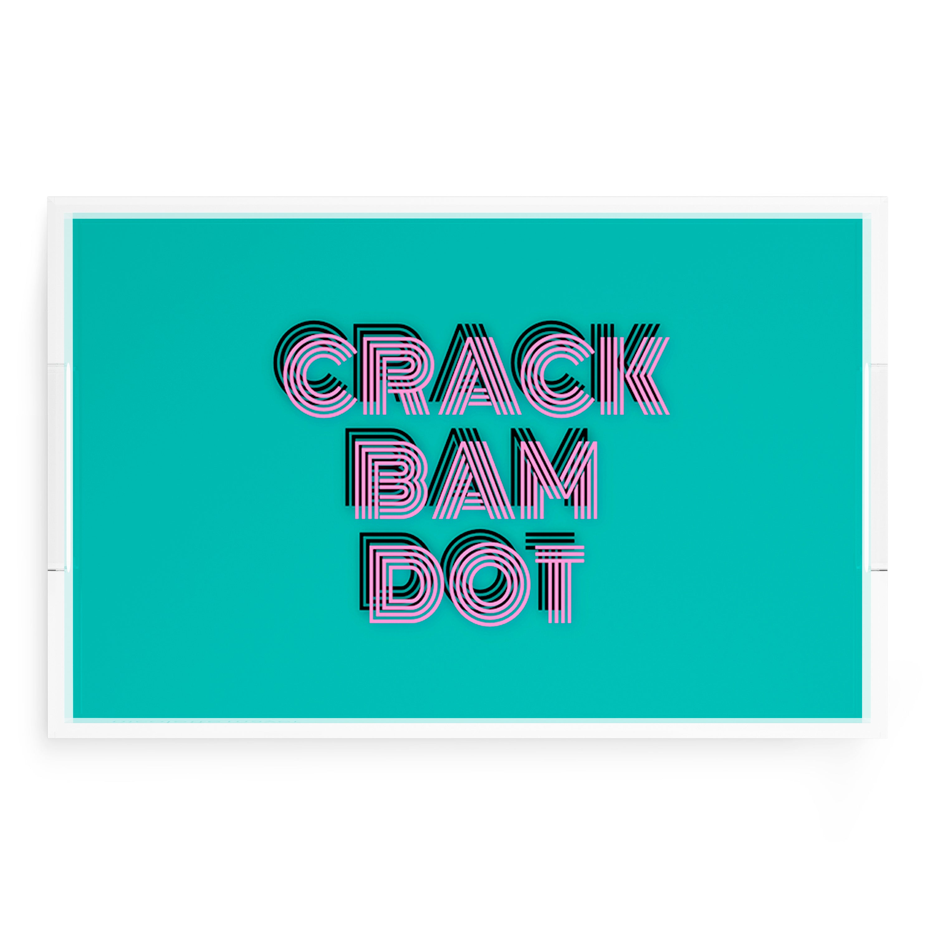 Mahjong Crack Bam Dot Aqua Pink 22.5x14.5 Acrylic Tray - nicolettemayer.com 