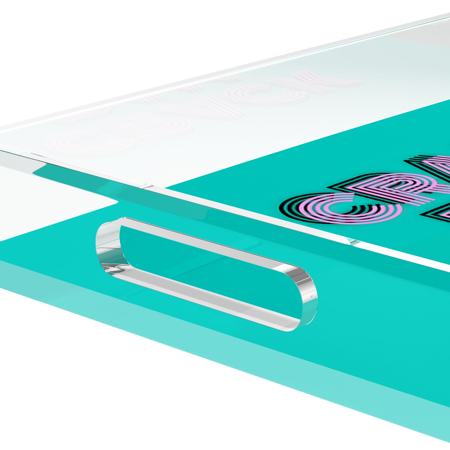 Mahjong Crack Bam Dot Aqua Pink 22.5x14.5 Acrylic Tray - nicolettemayer.com 