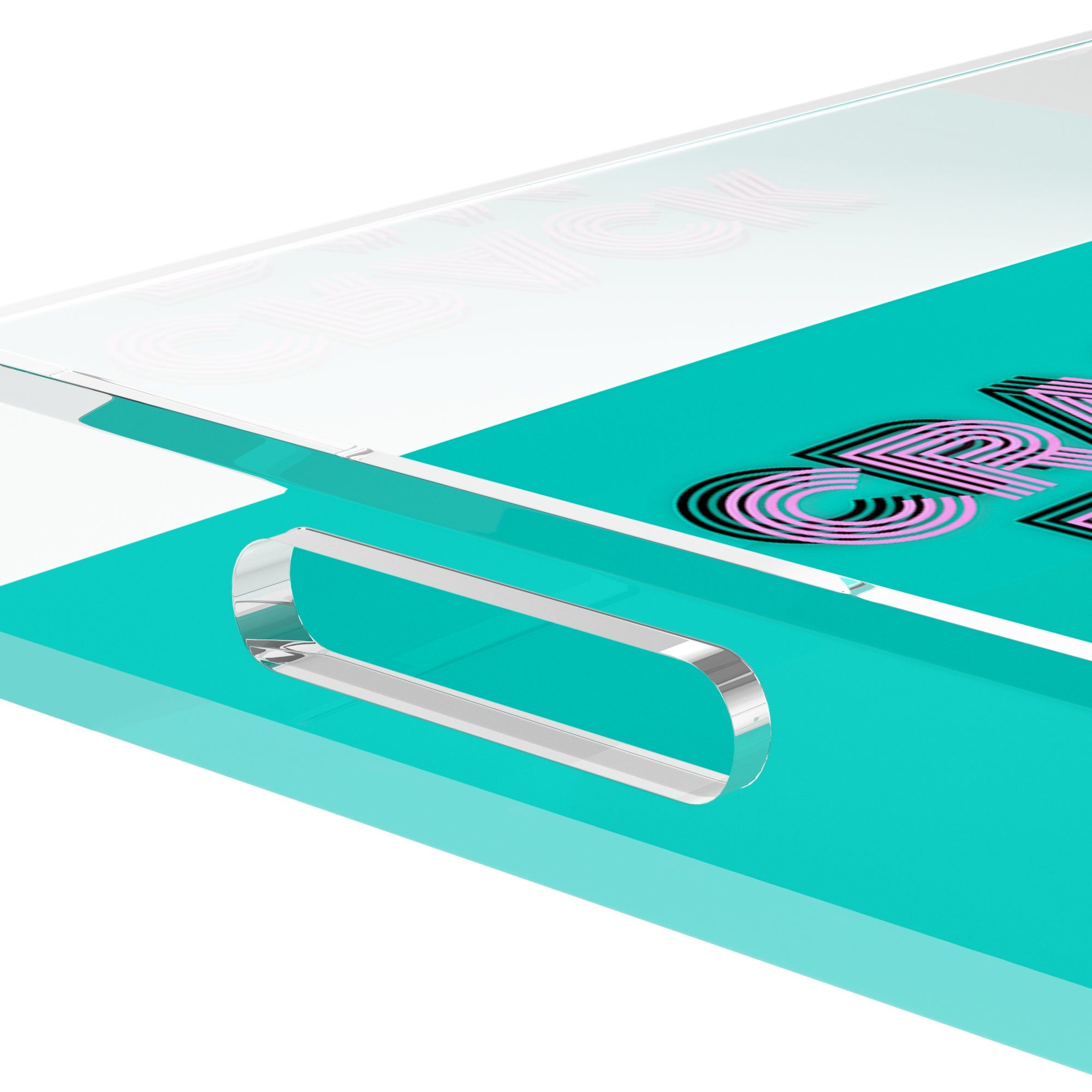 Mahjong Crack Bam Dot Aqua Pink 22.5x14.5 Acrylic Tray - nicolettemayer.com 