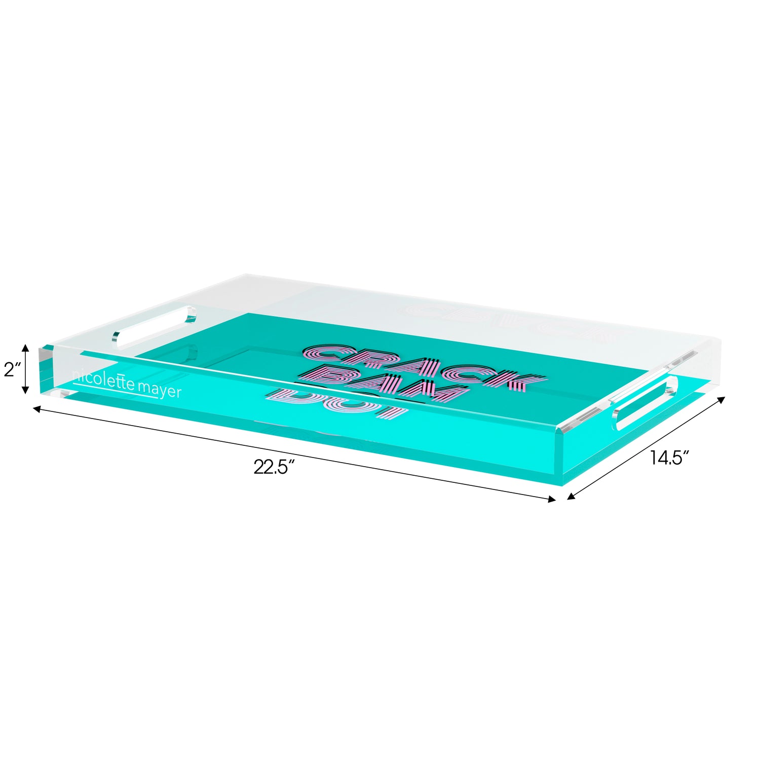 Mahjong Crack Bam Dot Aqua Pink Set of 3 Acrylic Tray - nicolettemayer.com 