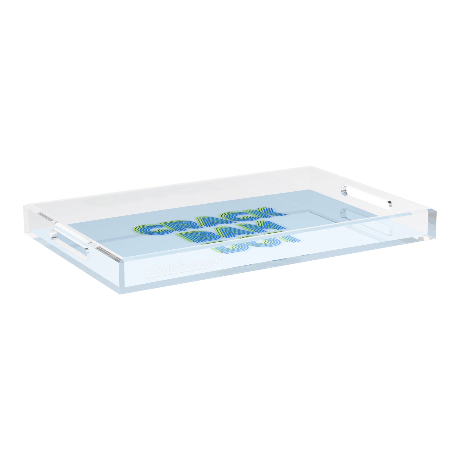 Mahjong Crack Bam Dot Blues Celery 22.5x14.5 Acrylic Tray - nicolettemayer.com 