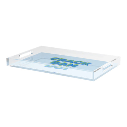 Mahjong Crack Bam Dot Blues Celery 22.5x14.5 Acrylic Tray - nicolettemayer.com 