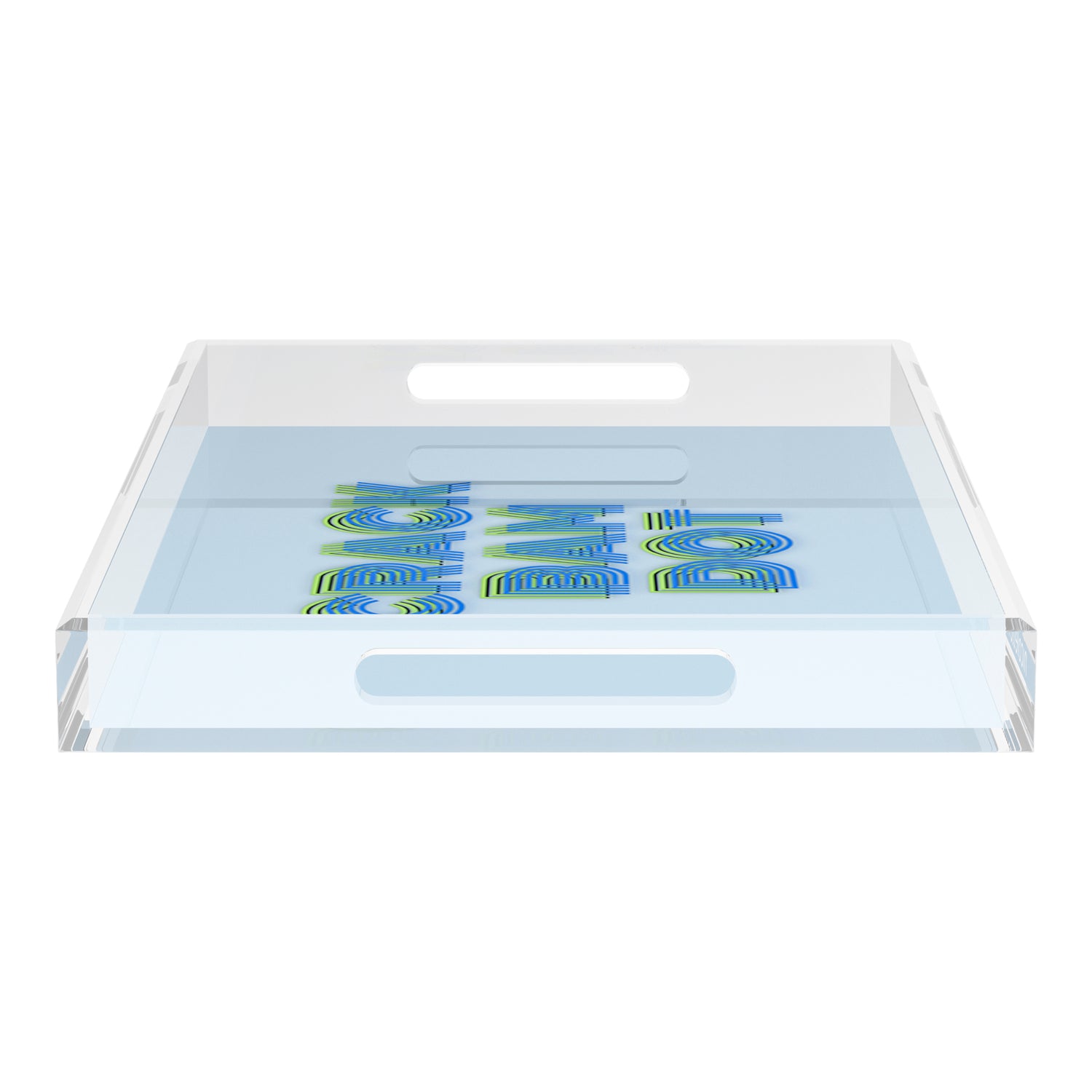 Mahjong Crack Bam Dot Blues Celery 22.5x14.5 Acrylic Tray - nicolettemayer.com 