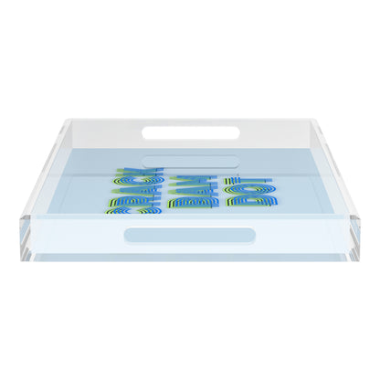 Mahjong Crack Bam Dot Blues Celery 22.5x14.5 Acrylic Tray - nicolettemayer.com 