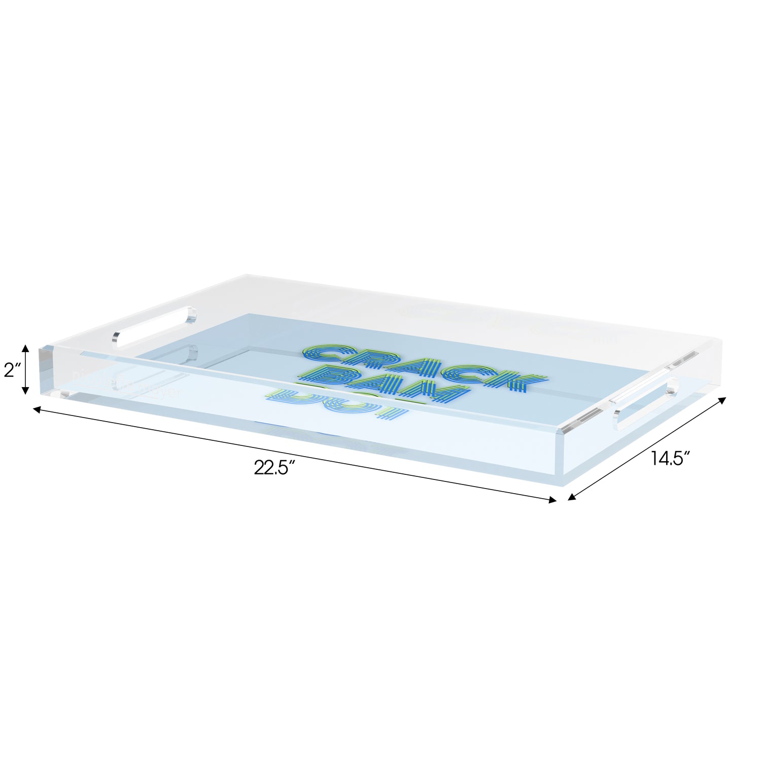 Mahjong Crack Bam Dot Blues Celery Set of 3 Acrylic Tray - nicolettemayer.com 