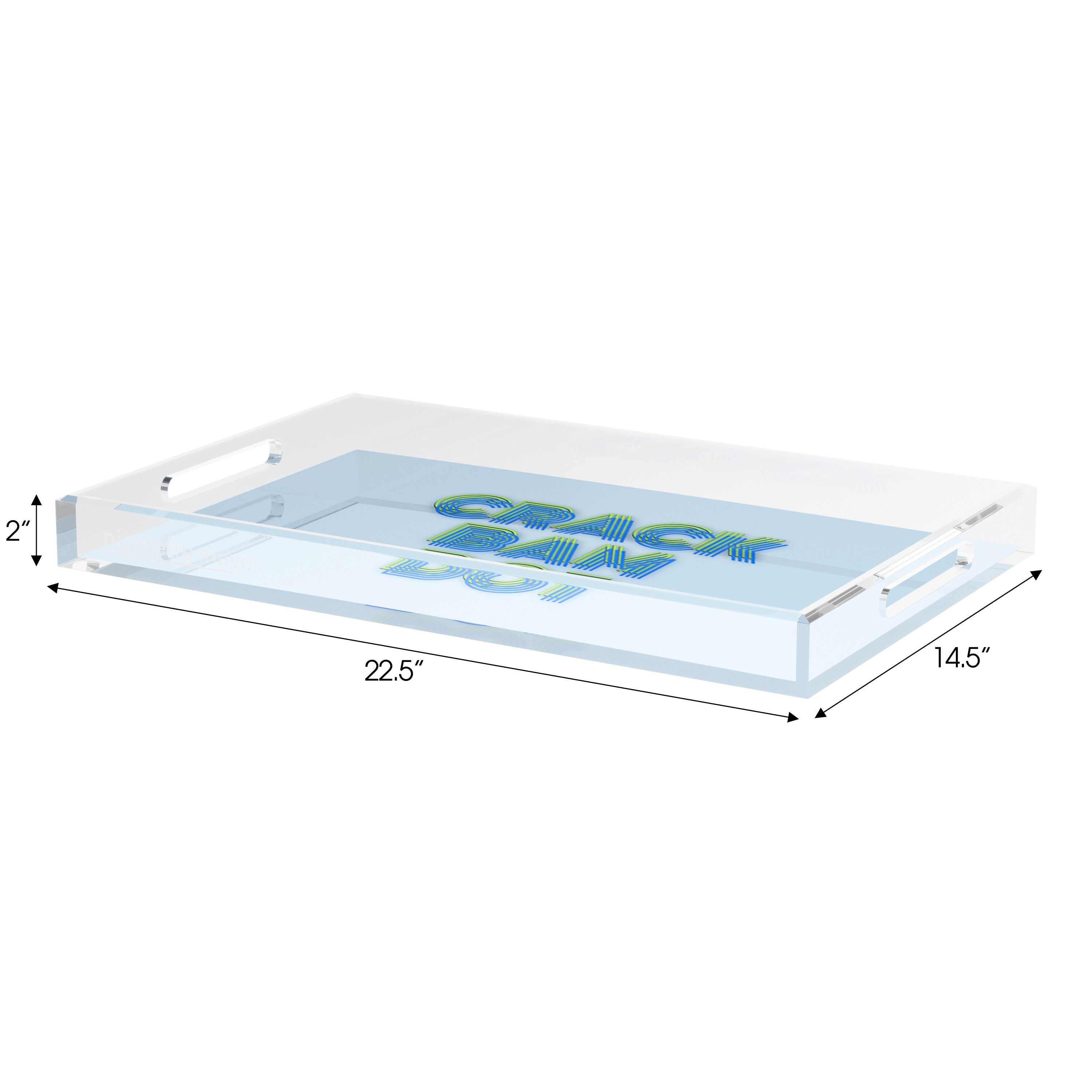 Mahjong Crack Bam Dot Blues Celery Set of 3 Acrylic Tray - nicolettemayer.com 